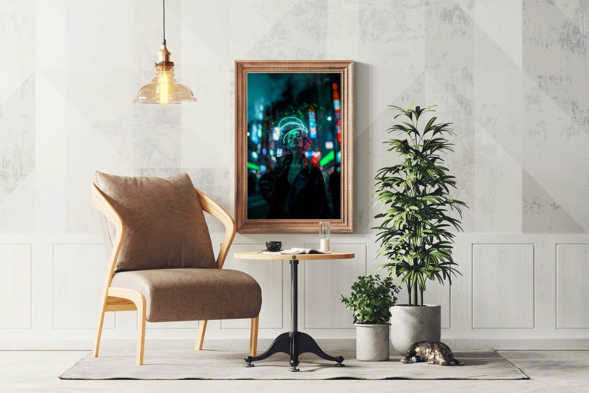 Woman In Neon Cyberpunk Clothes Wall Art - beink online art store