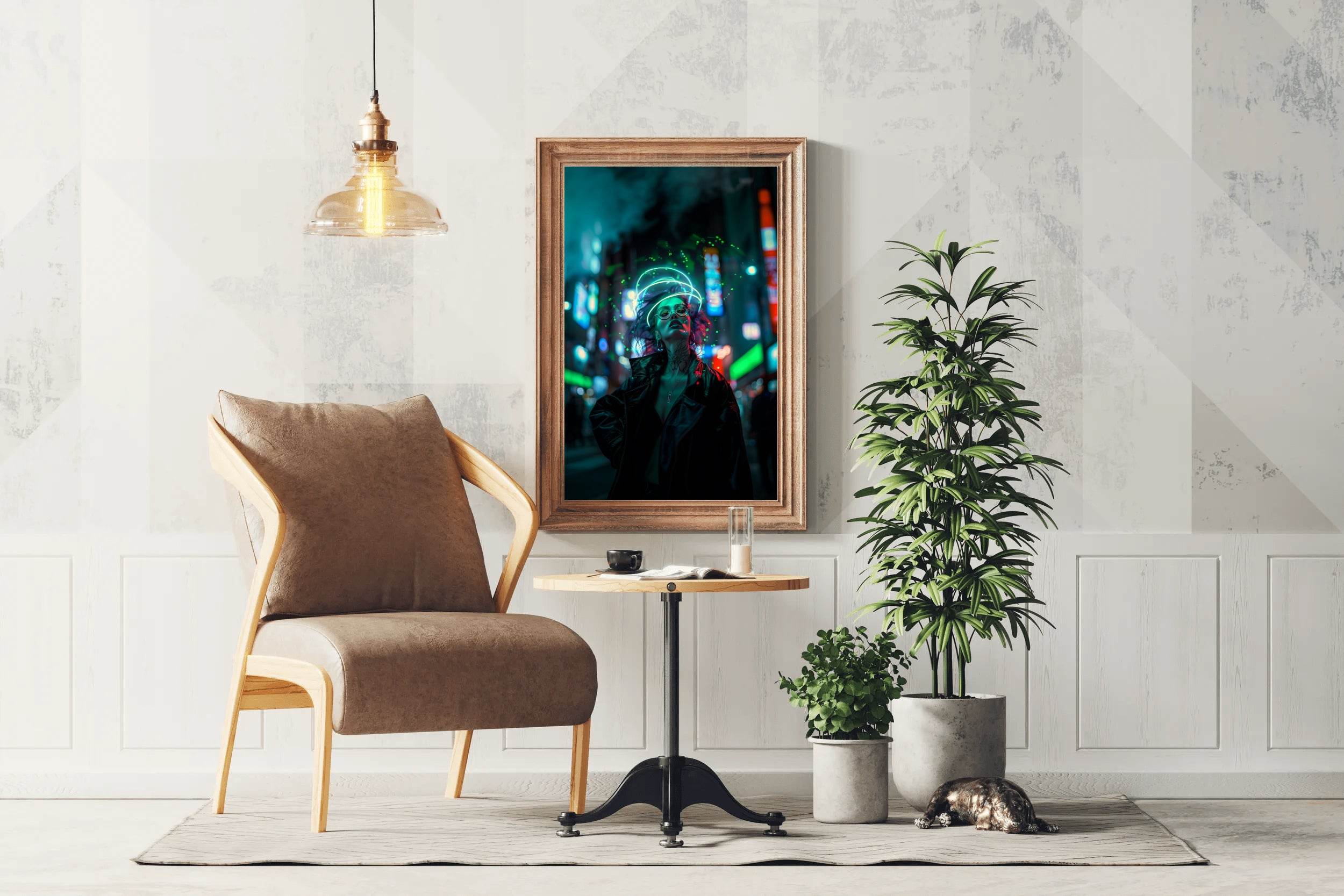 Woman In Neon Cyberpunk Clothes Wall Art - beink online art store