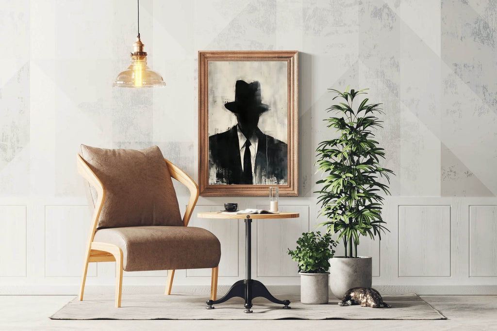 Painting of a Man Wearing a Hat and a Suit - beink online art store