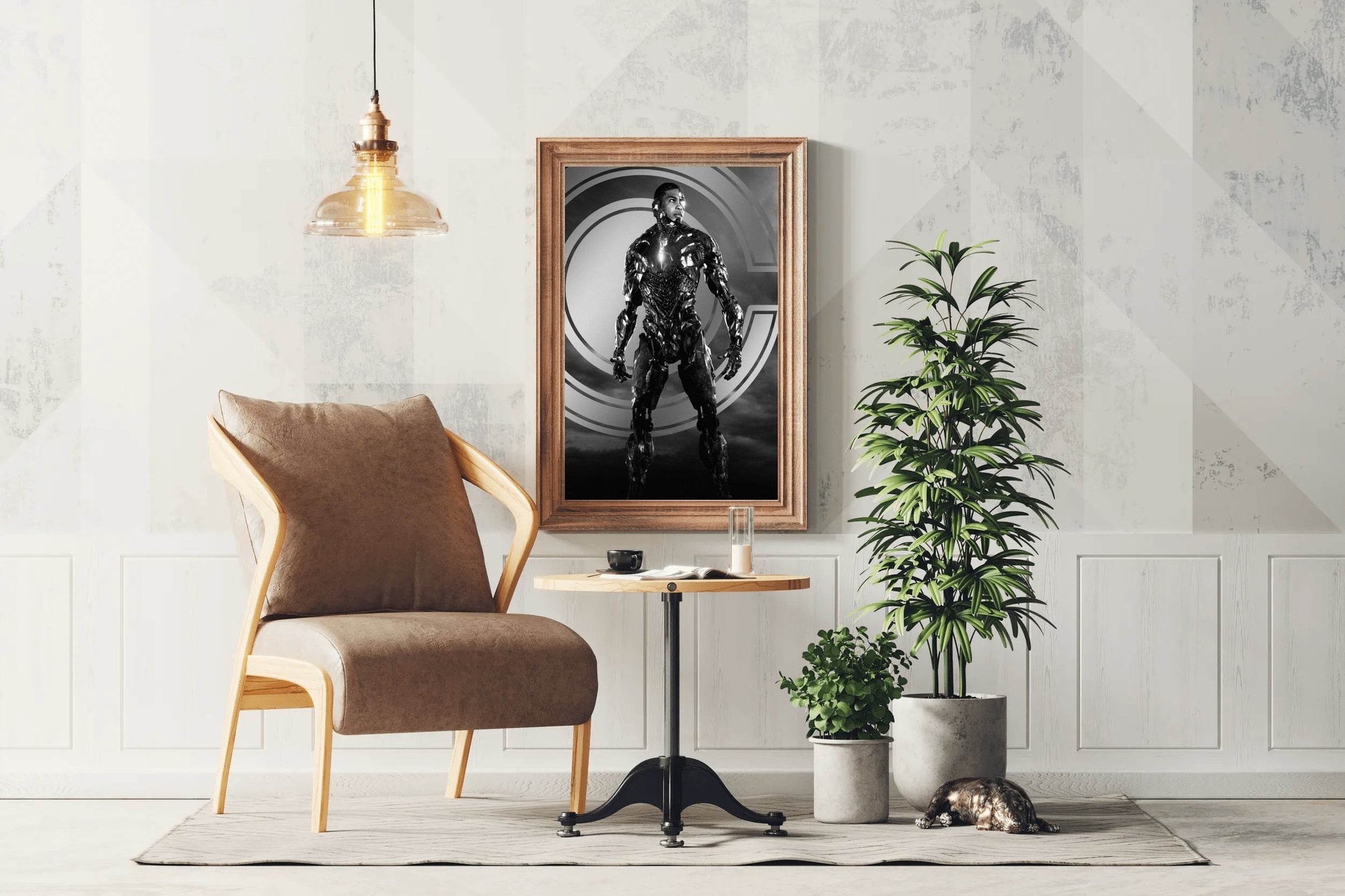 Justice League Cyborg in Black and White Wall Art - beink online art store