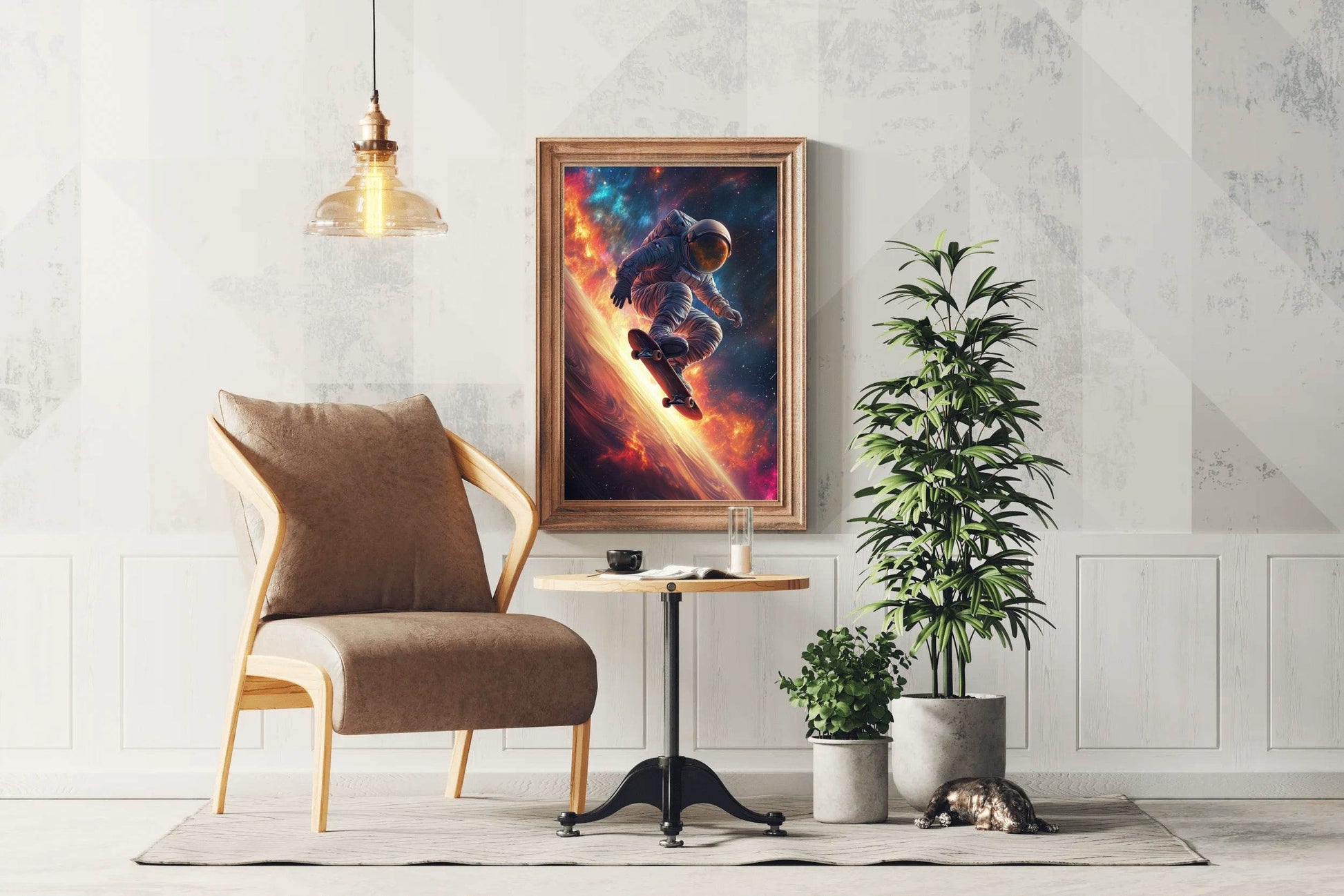 Astronaut skateboarding in space - beink online art store