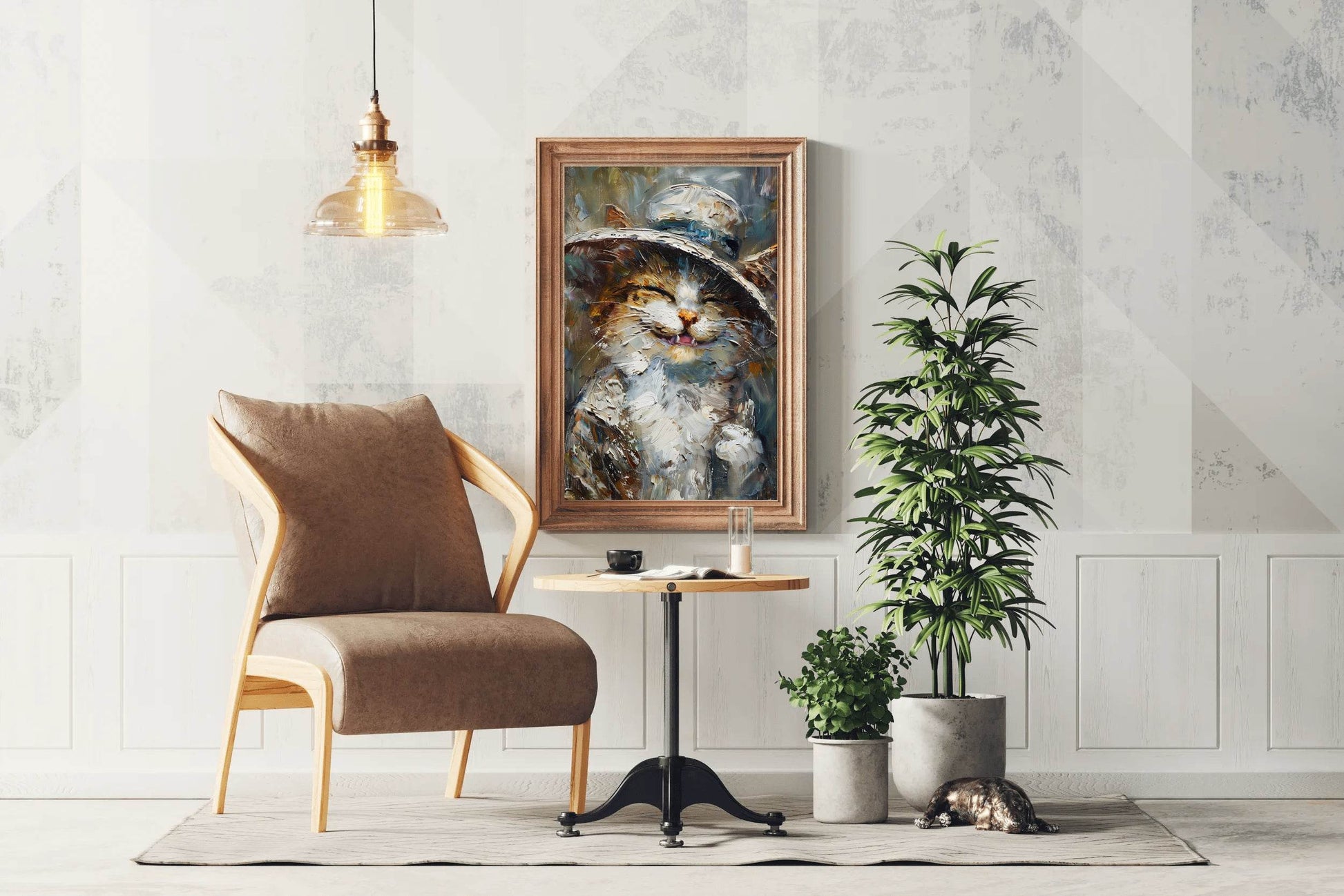 Hand Painted Illustration of Smiling Kitten - beink online art store