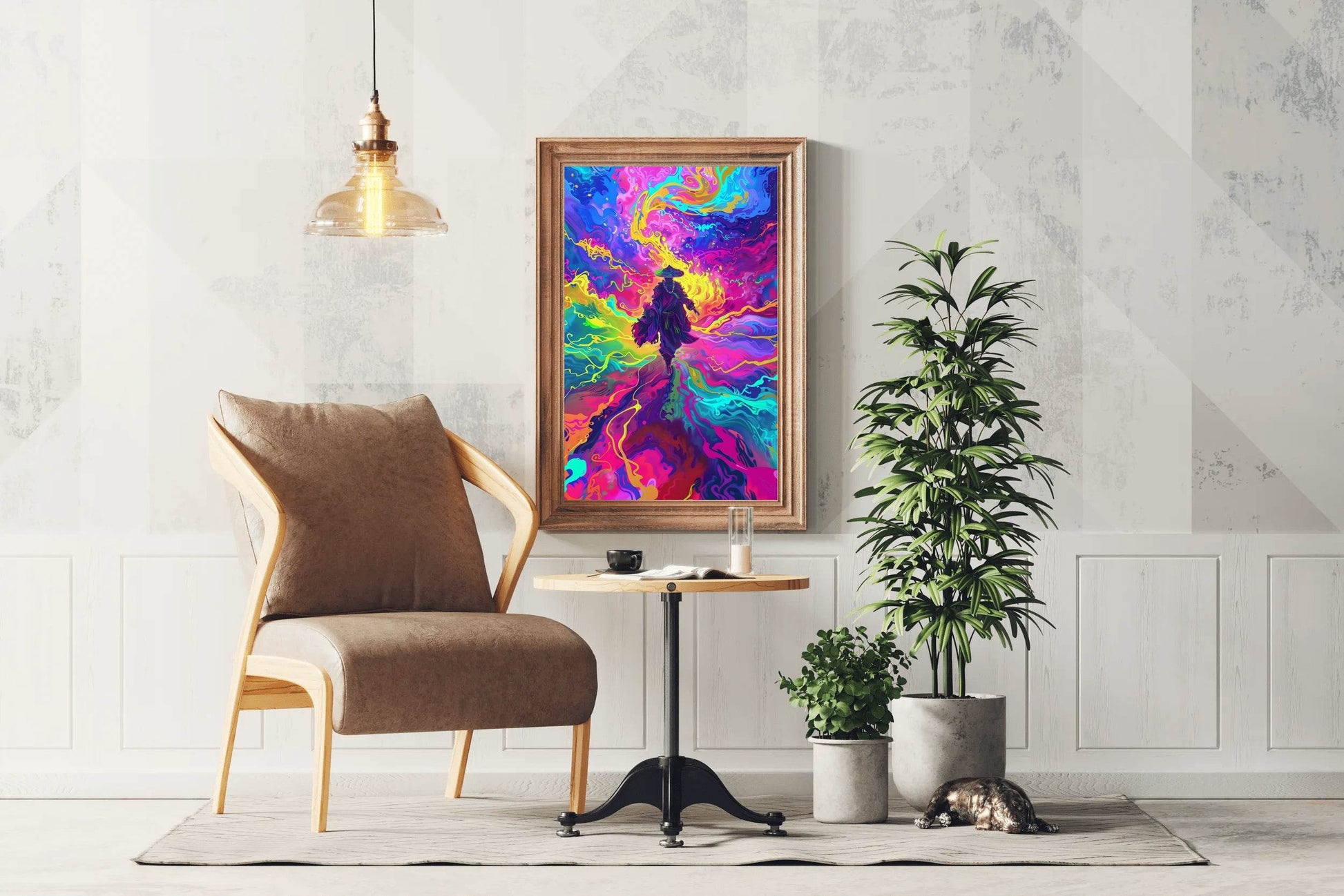 Digital Illustration of a Person Walking in Abstract Landscape - beink online art store