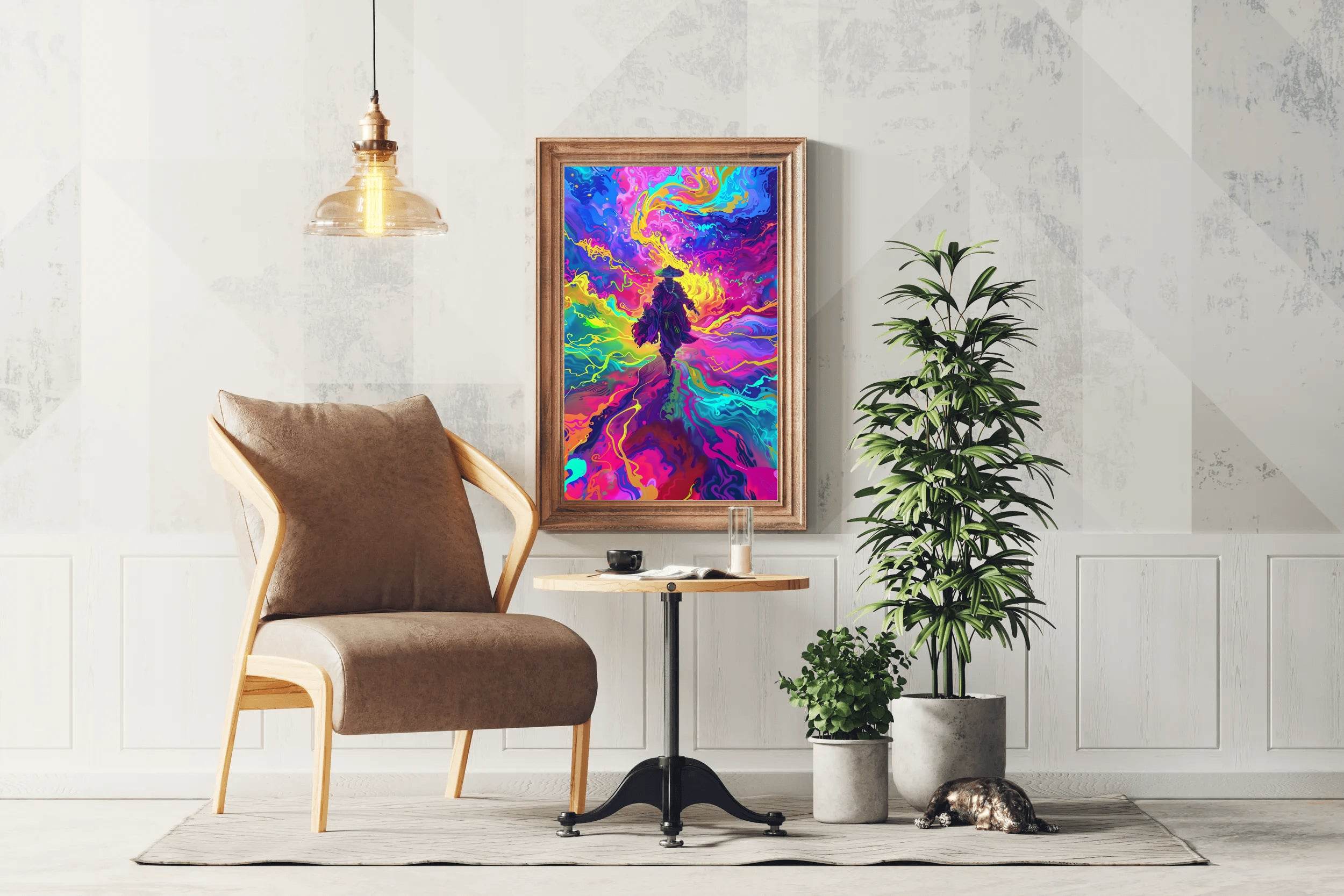 Digital Illustration of a Person Walking in Abstract Landscape - beink online art store