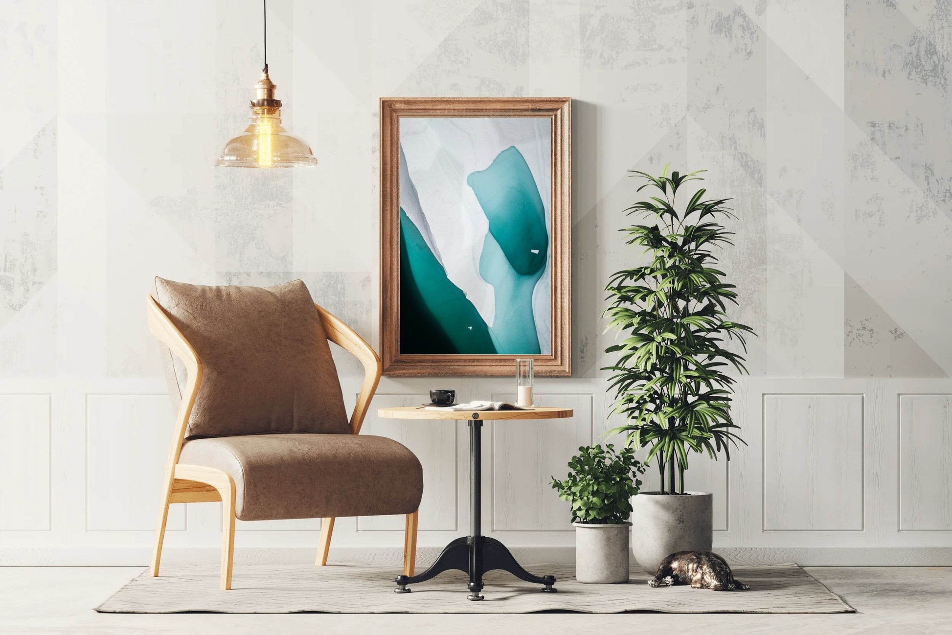 Green Water Color With White Background Abstract Wall Art - beink online art store