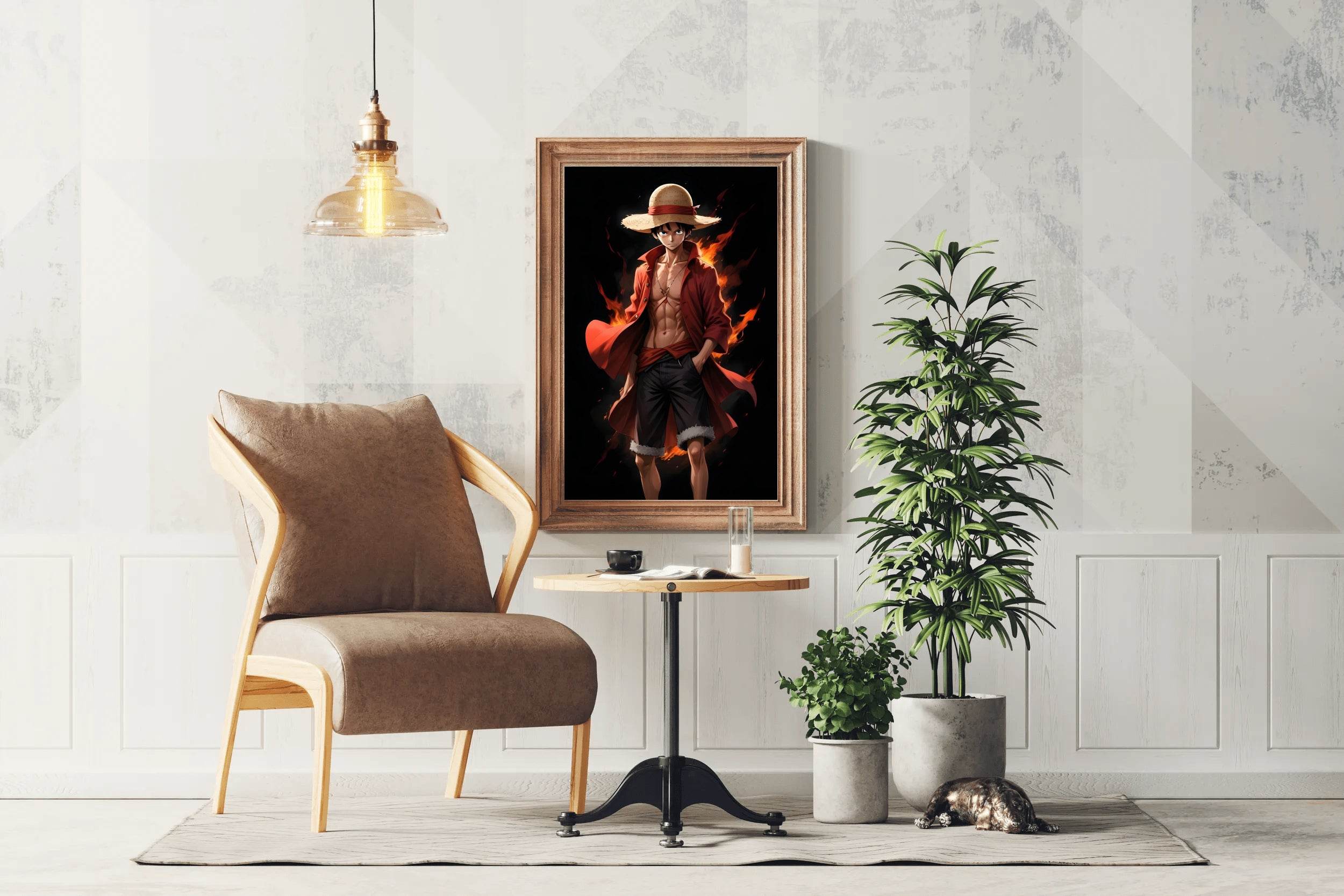 Monkey D. Luffy Character on Fire Anime Wall Art - beink online art store