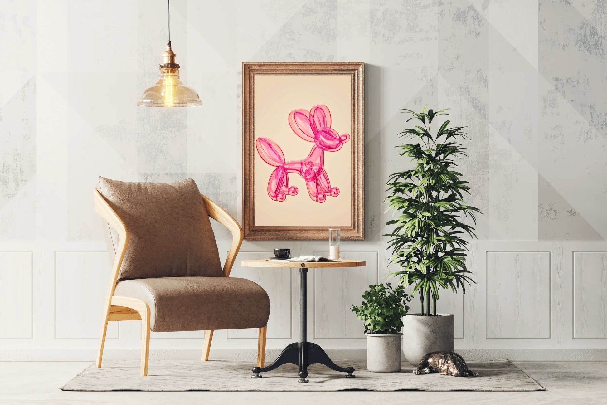 Pink Preppy Balloon Dog Wall Art - beink online art store