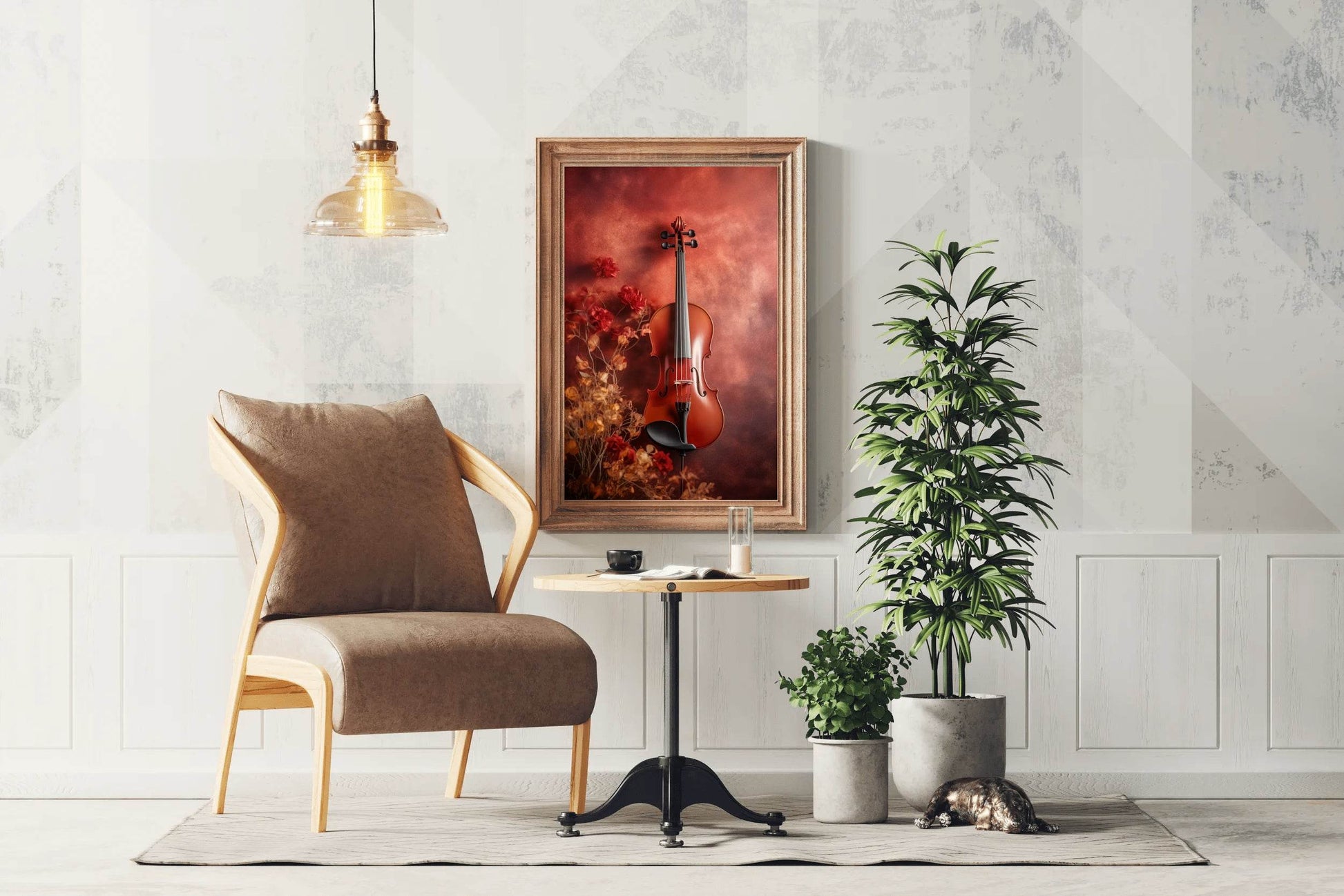 Old Red Wood Violin Wall Art - beink online art store