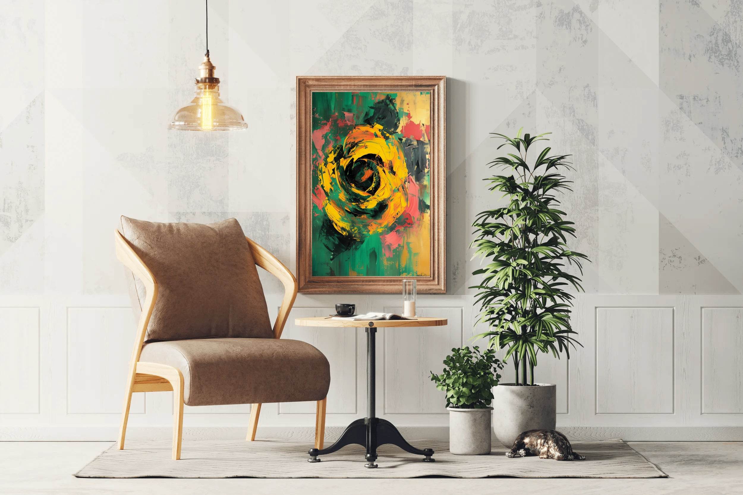 Yellow Rose Painting Wall Art - beink online art store