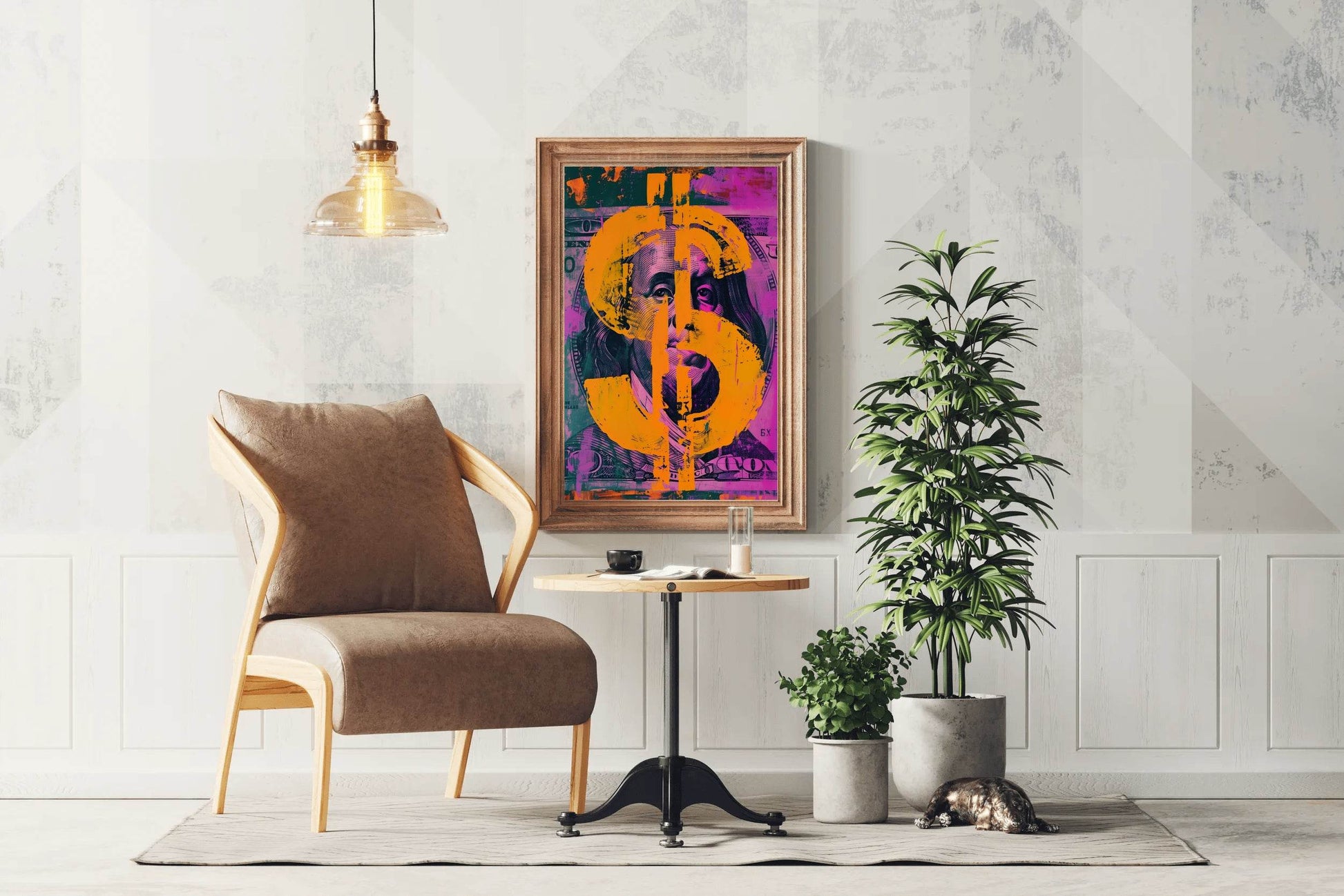 Colorful Dollar Ben Franklin Wall Art - beink online art store