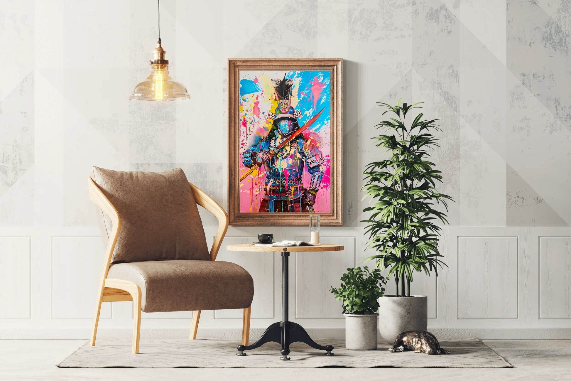 Futuristic Samurai Warrior in Vibrant Colors Wall Art - beink online art store