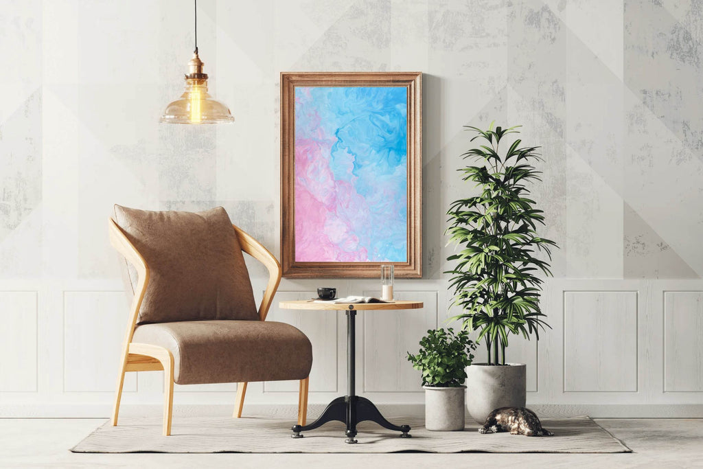 Aqua and Pink Water Paint Abstract Wall Art - beink online art store