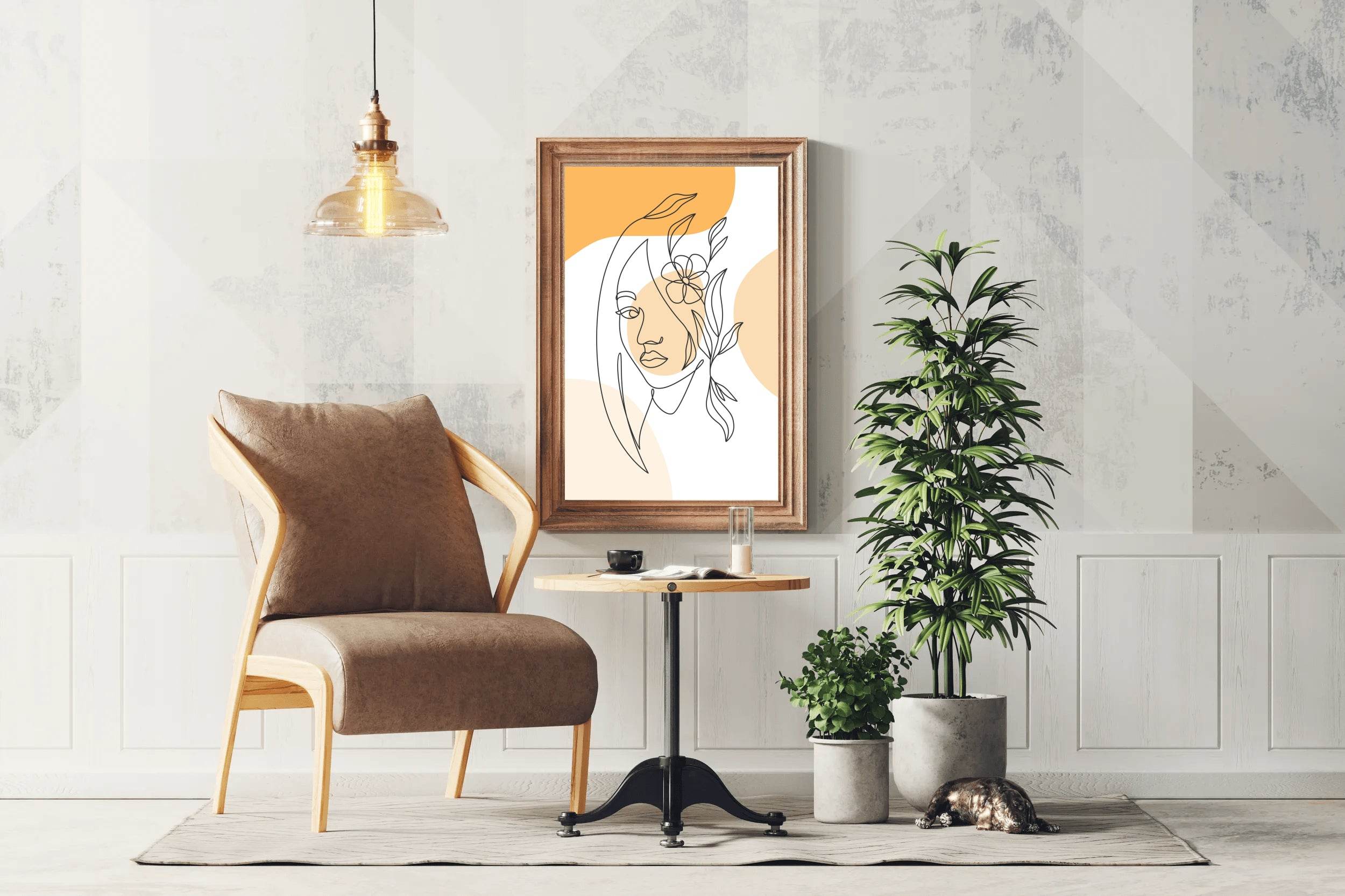 Minimal Flower Crown Design Wall Art - beink online art store