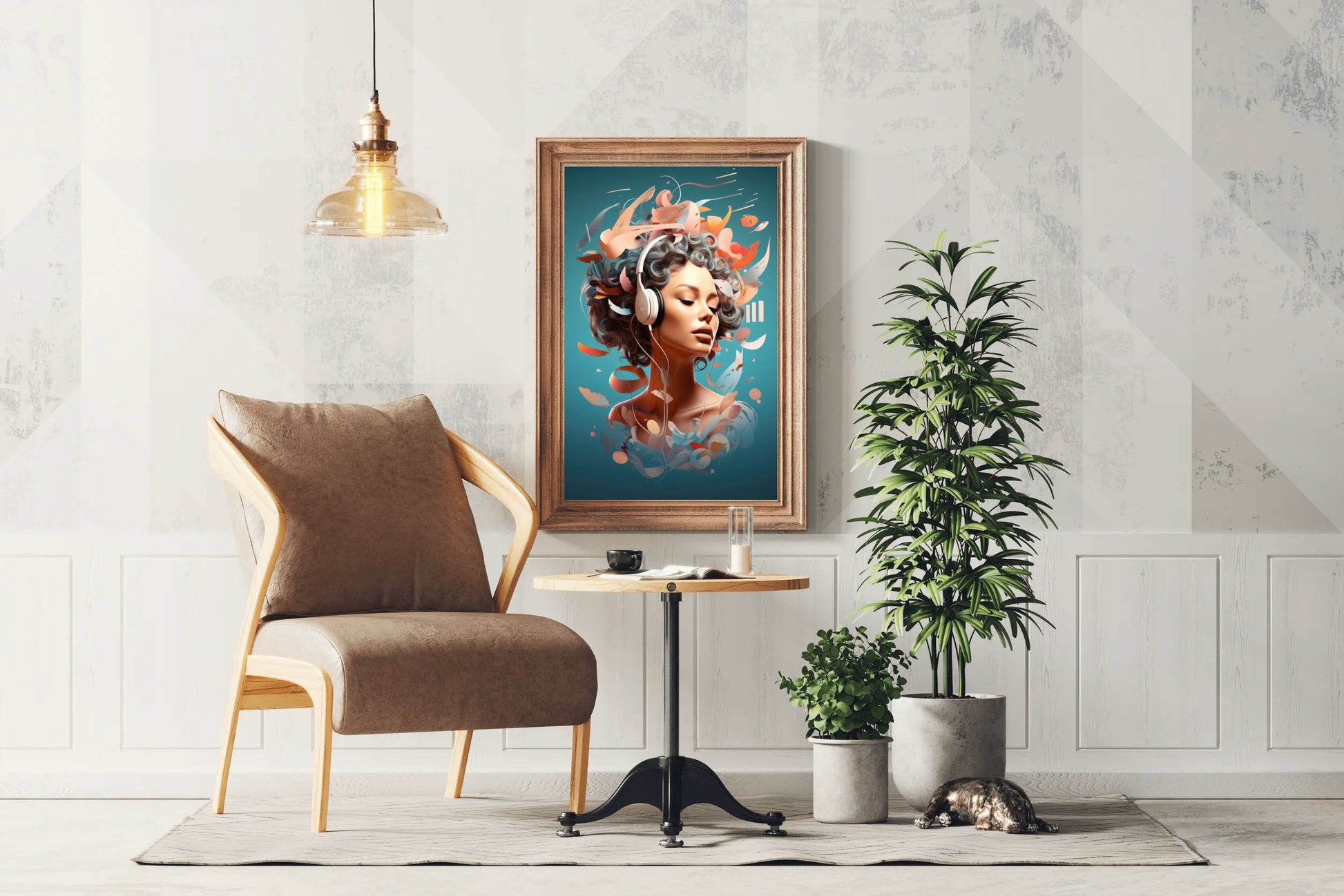 Anime Girl With Old Headphones Wall Art - beink online art store