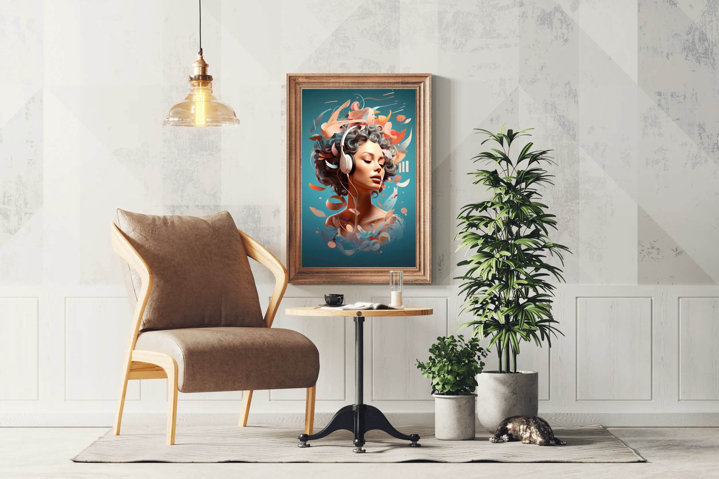 Anime Girl With Old Headphones Wall Art - beink online art store