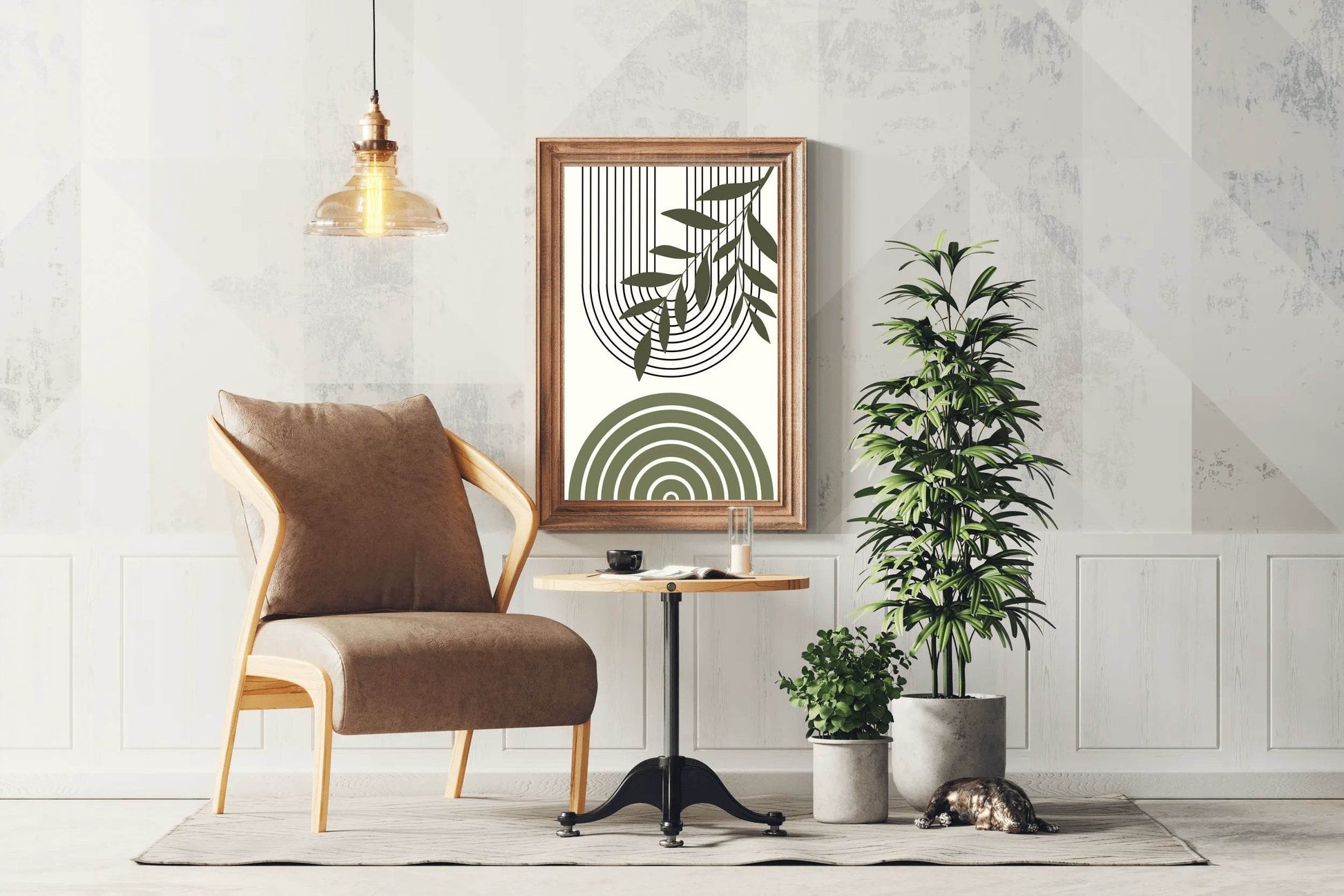 Abstract art Piece with a Leafy Branch ArtWork - beink online art store