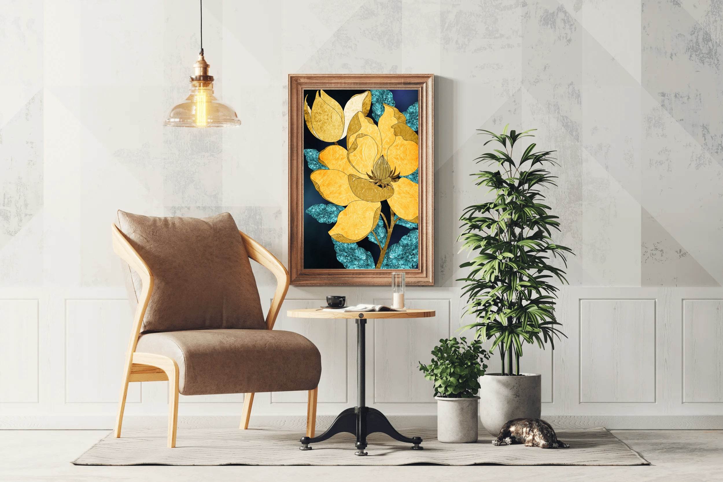 Golden Bloom Modern Wall Art - beink online art store