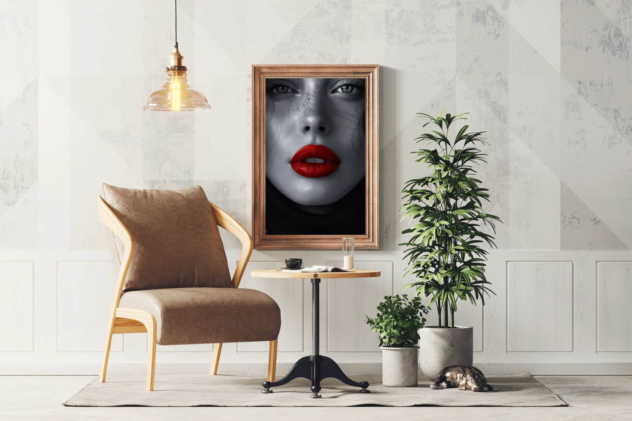 A Woman face With Red Lipstick Wall Art - beink online art store