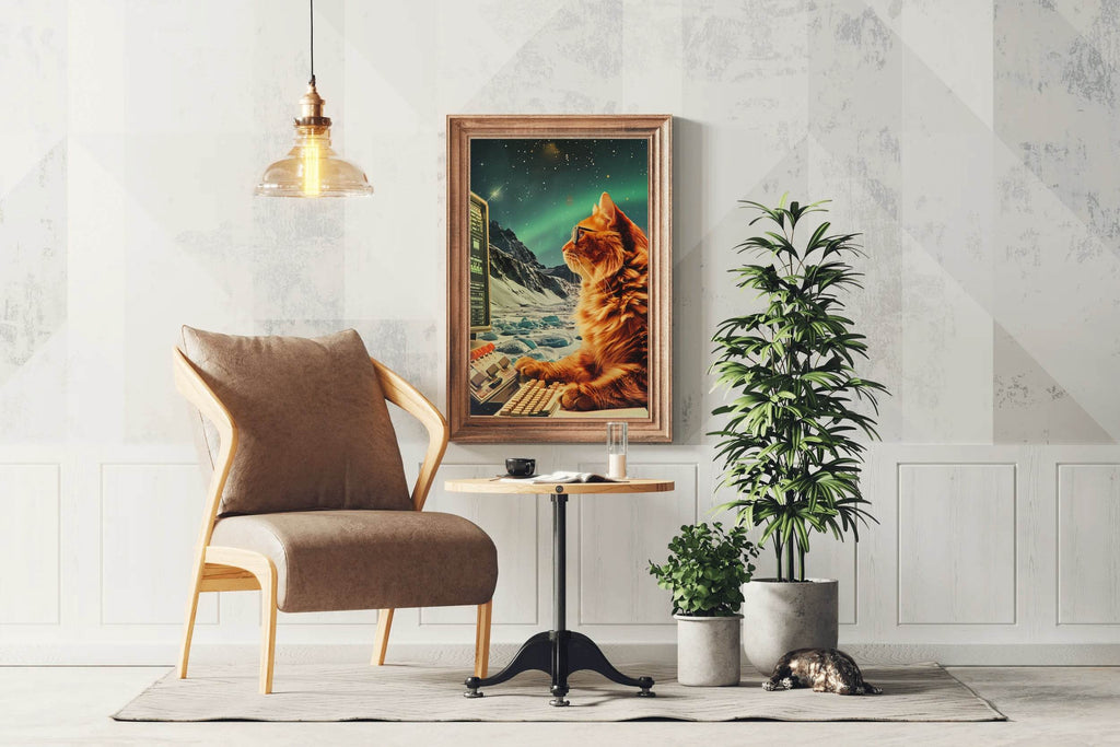 A Cat Watching The Computer Wall Art - beink online art store
