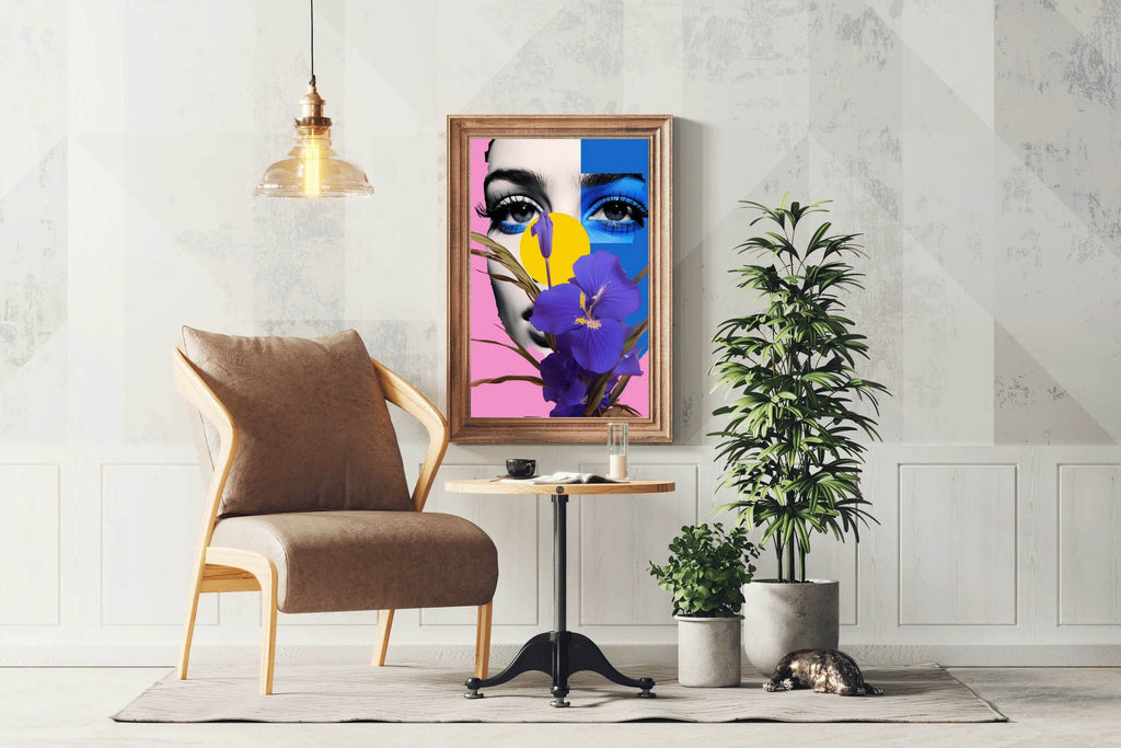 Modern Girl With Flowers Abstract Wall Art - beink online art store