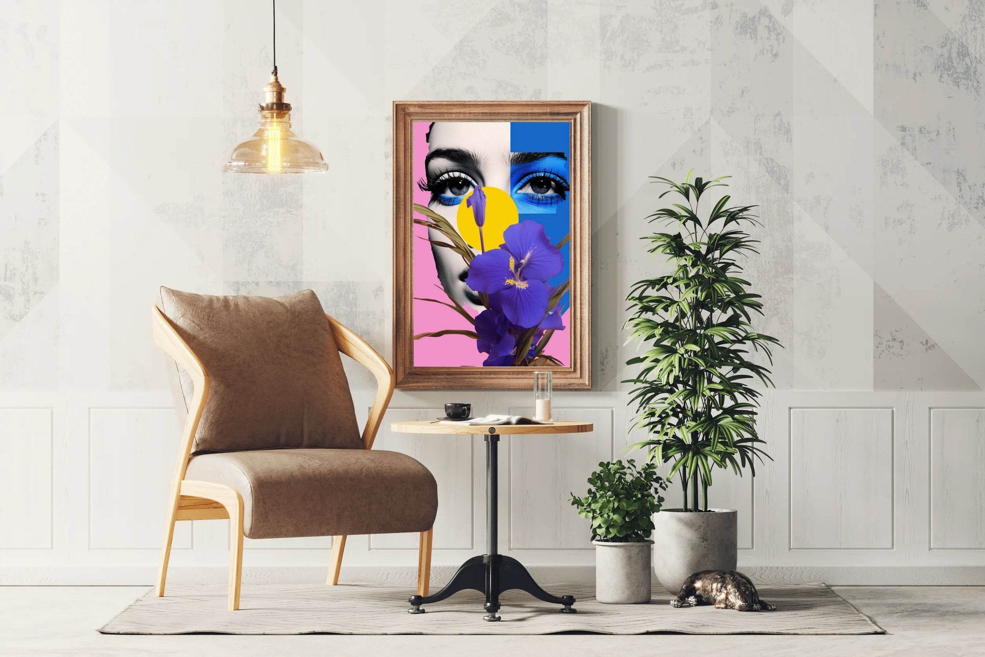 Modern Girl With Flowers Abstract Wall Art - beink online art store