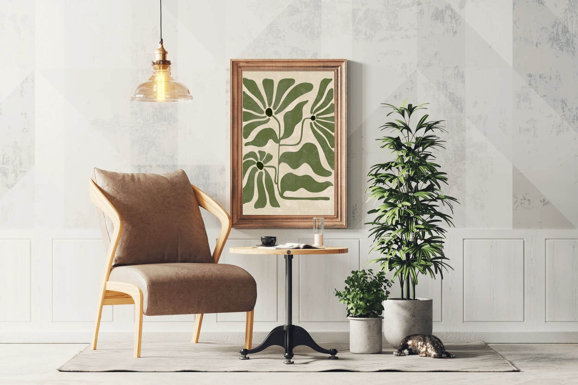 Abstract Green Flower Painting ArtWork - beink online art store
