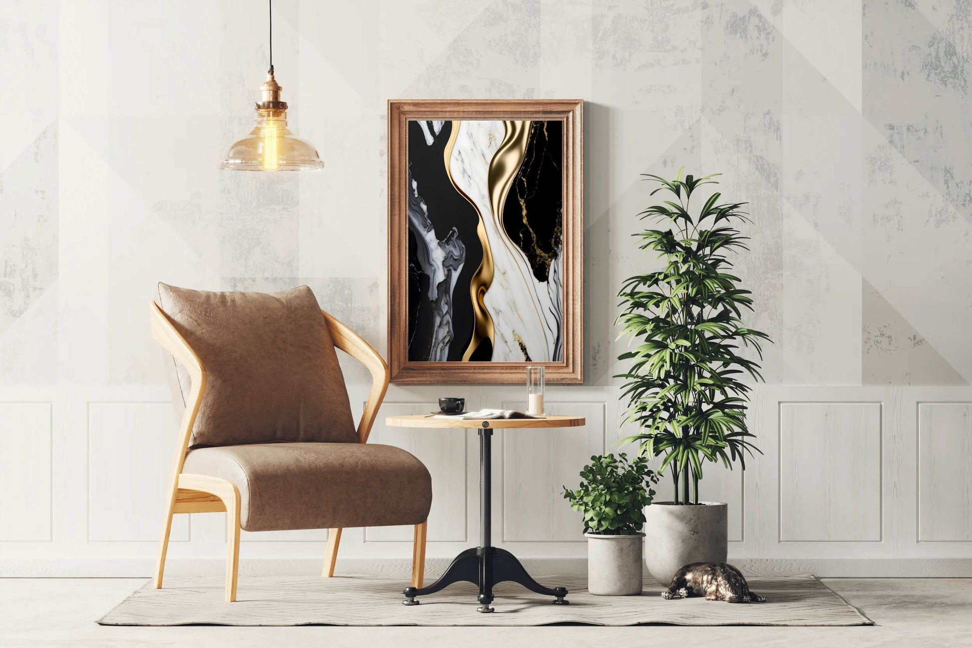 Black White And Gold Mmarble Facade Wall Art - beink online art store