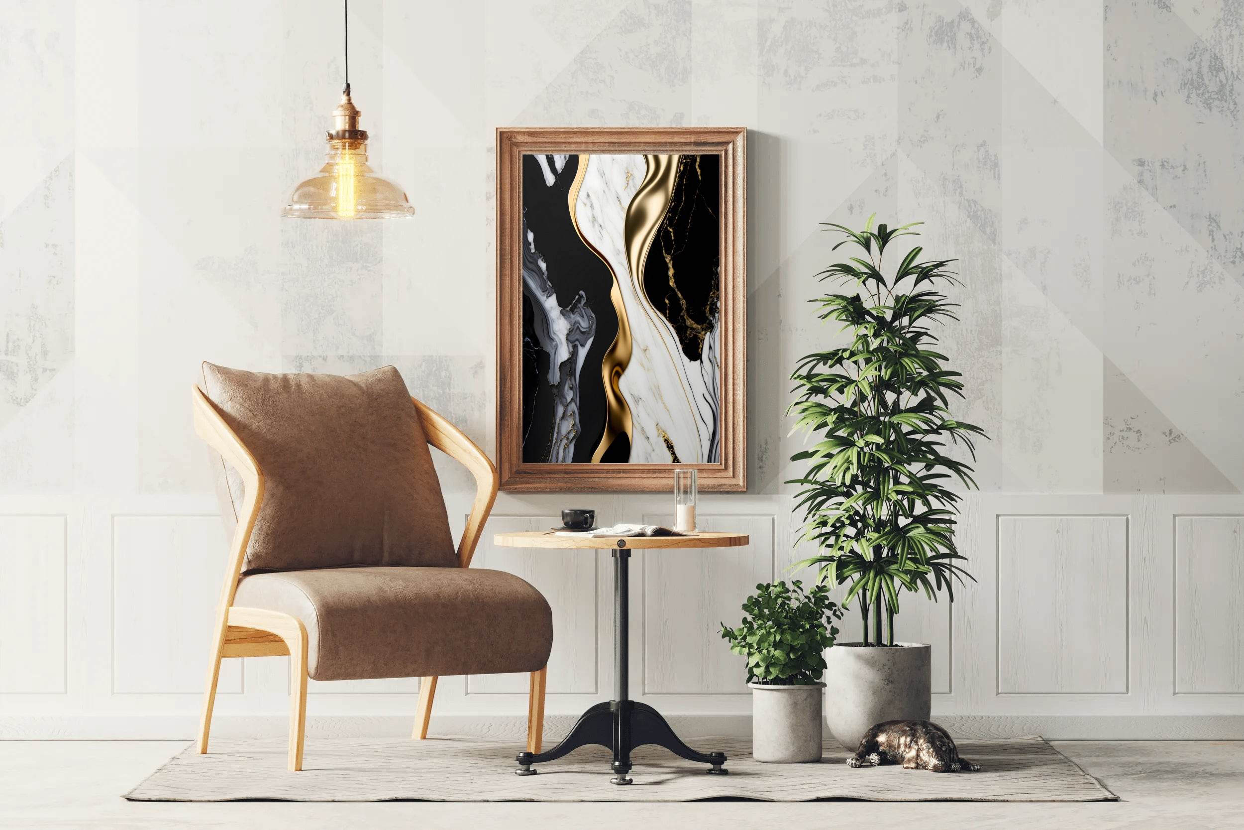 Black White And Gold Mmarble Facade Wall Art - beink online art store