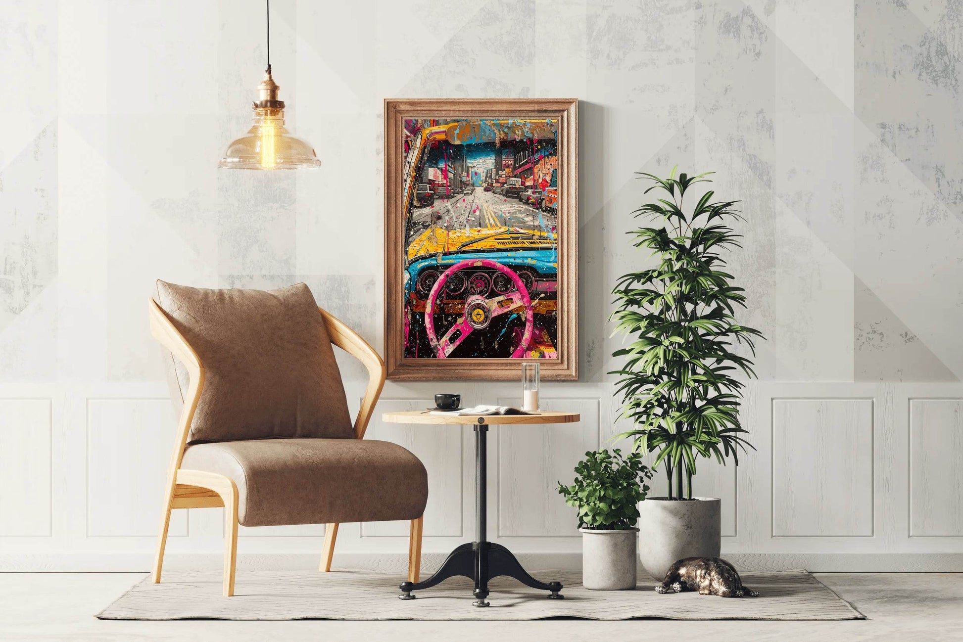 Rainbow Car To Road Wall Art - beink online art store