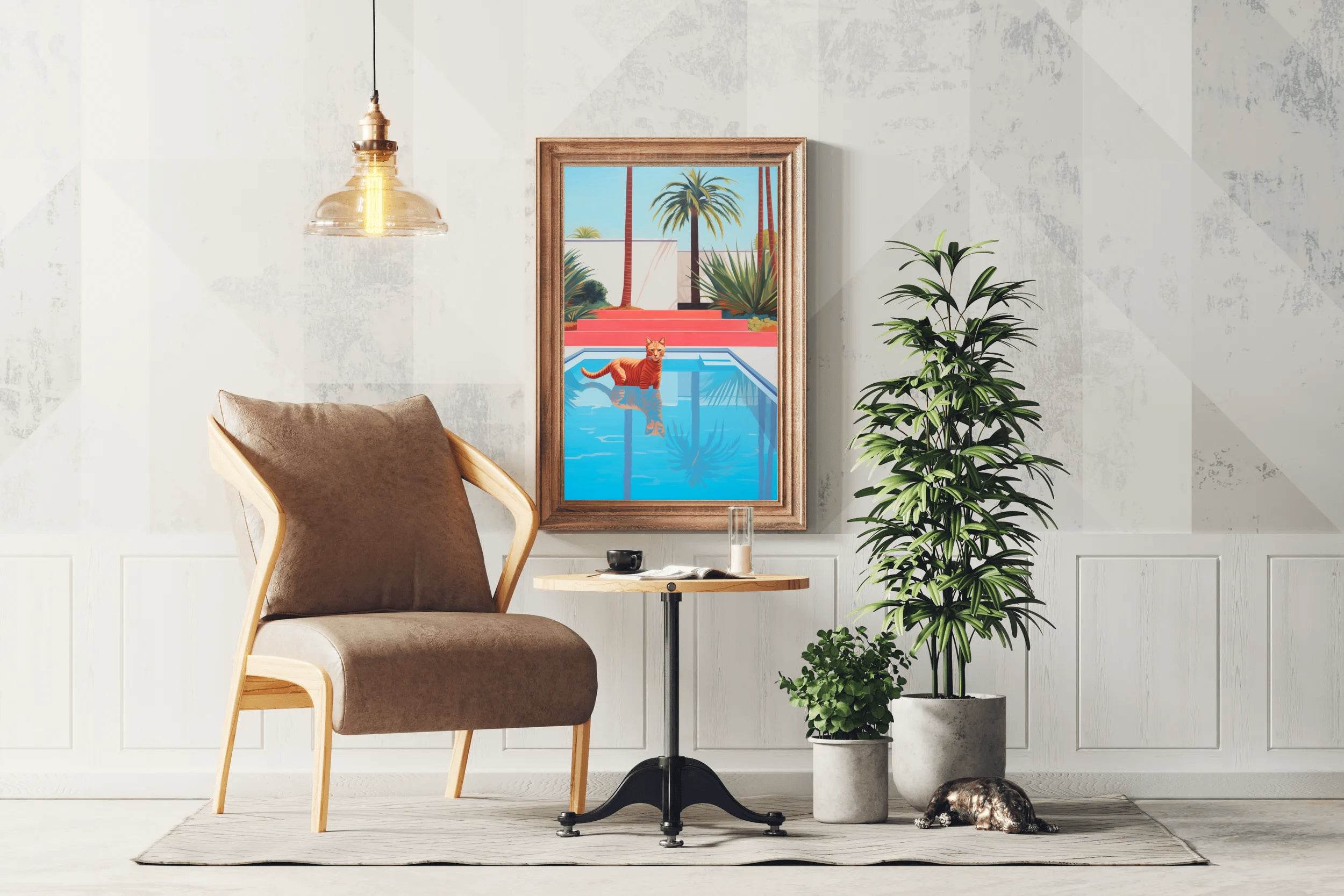 Cat Cool on Poolside Modern Wall Art - beink online art store