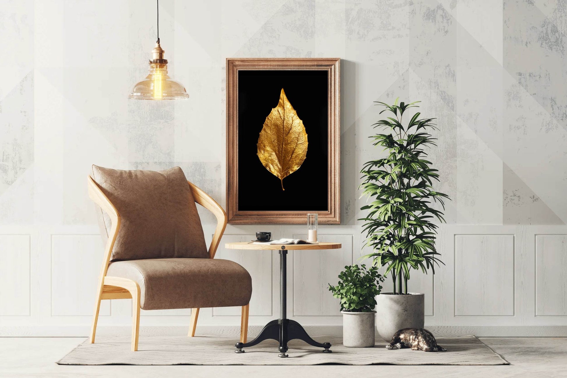 Golden And Black Dry Leave - beink online art store