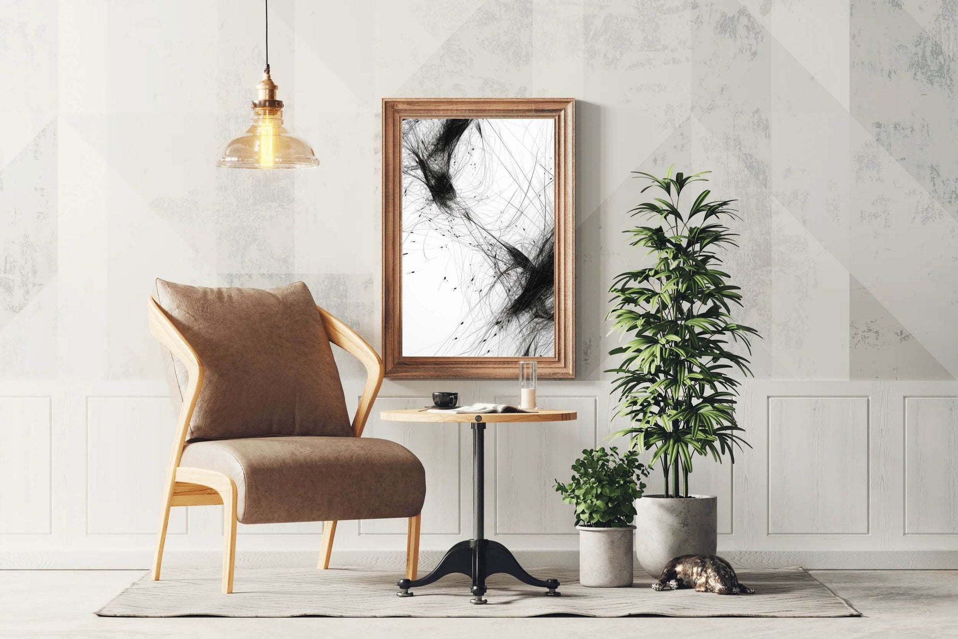 Black Tangled Hairs Modern Wall Art - beink online art store