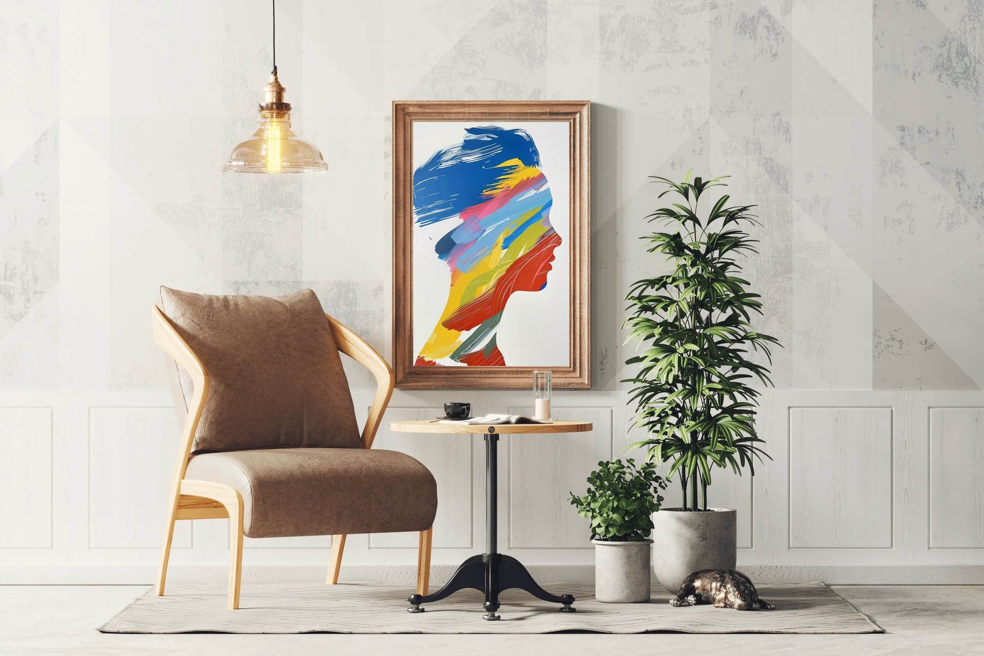 Color Portrait Of A Human Head Wall Art - beink online art store
