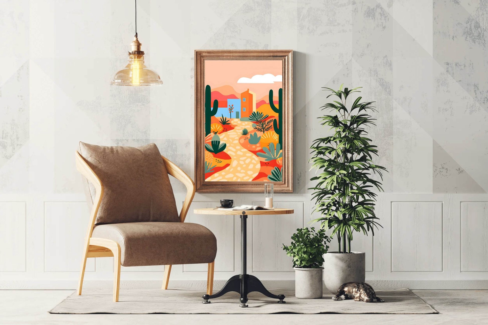 Colorful Village Desert Road Painting Art - beink online art store