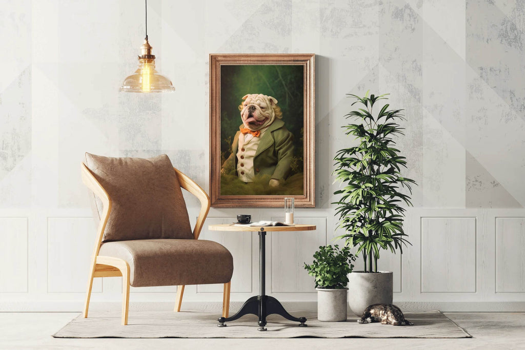Comical Bulldog Wearing Coat Animal Wall Art - beink online art store