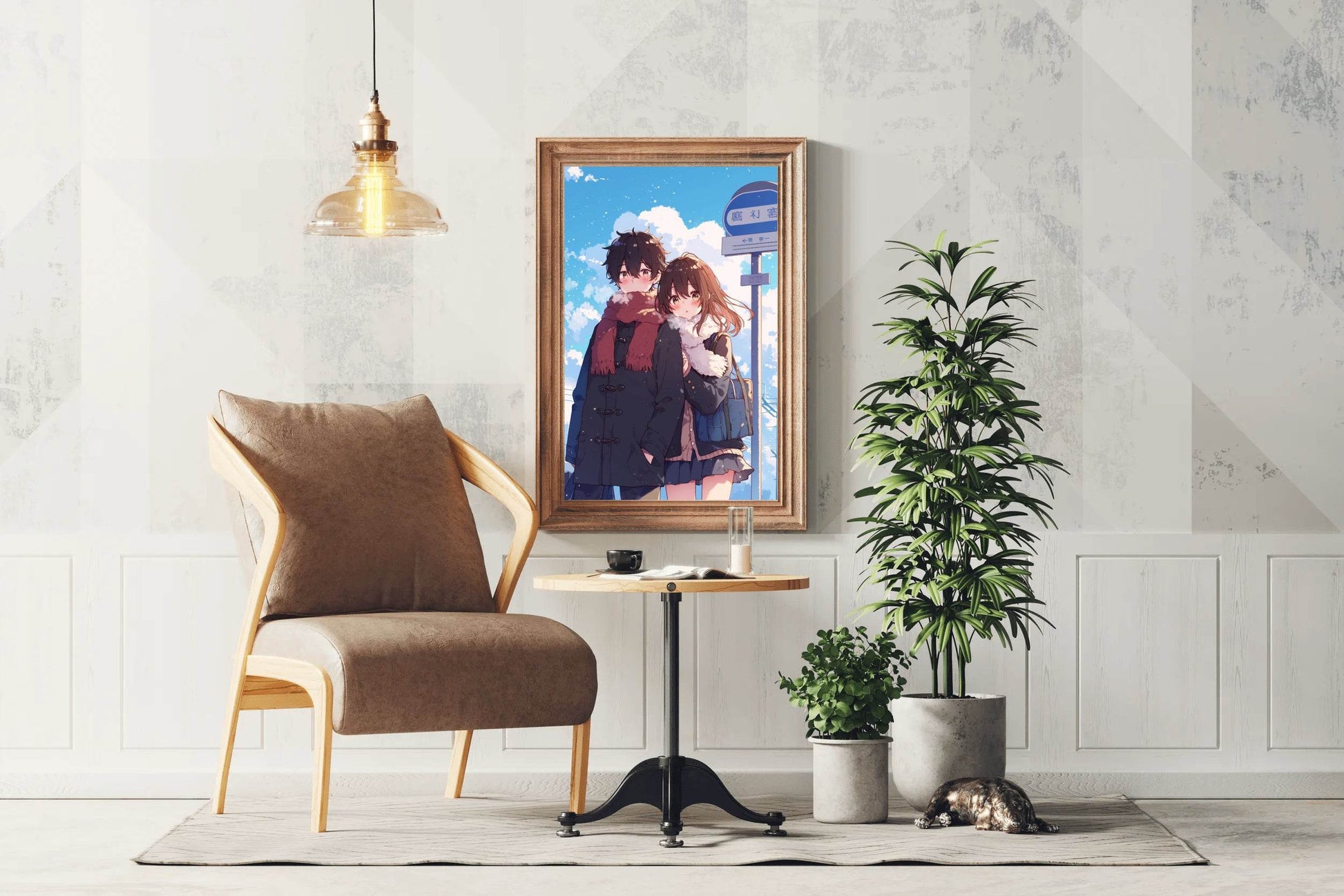 Anime Style Boy and Girl Hugging Couple - beink online art store