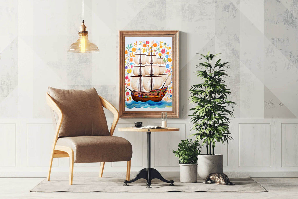Watercolor Painting of Pirates Ship - beink online art store