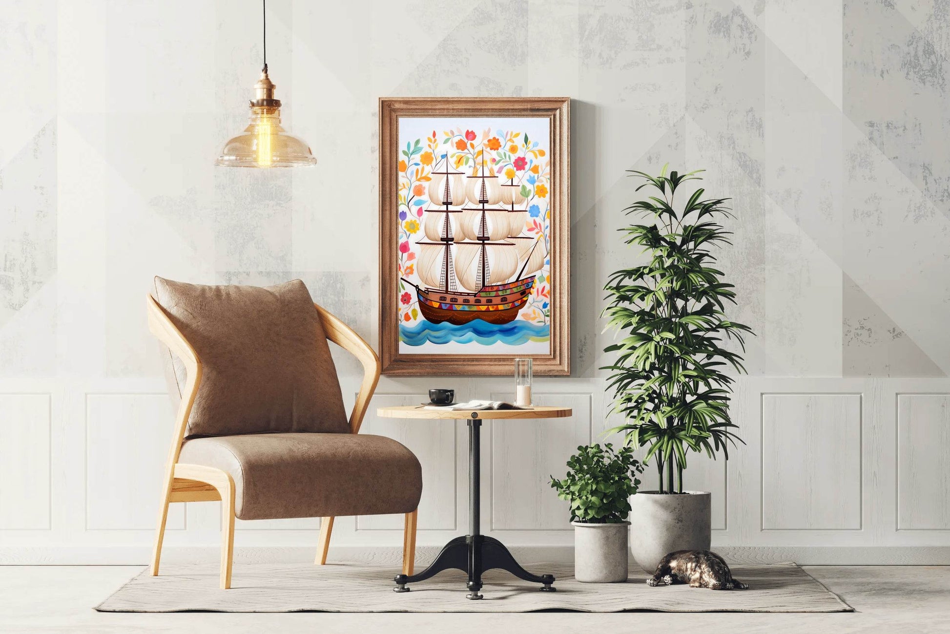 Watercolor Painting of Pirates Ship - beink online art store