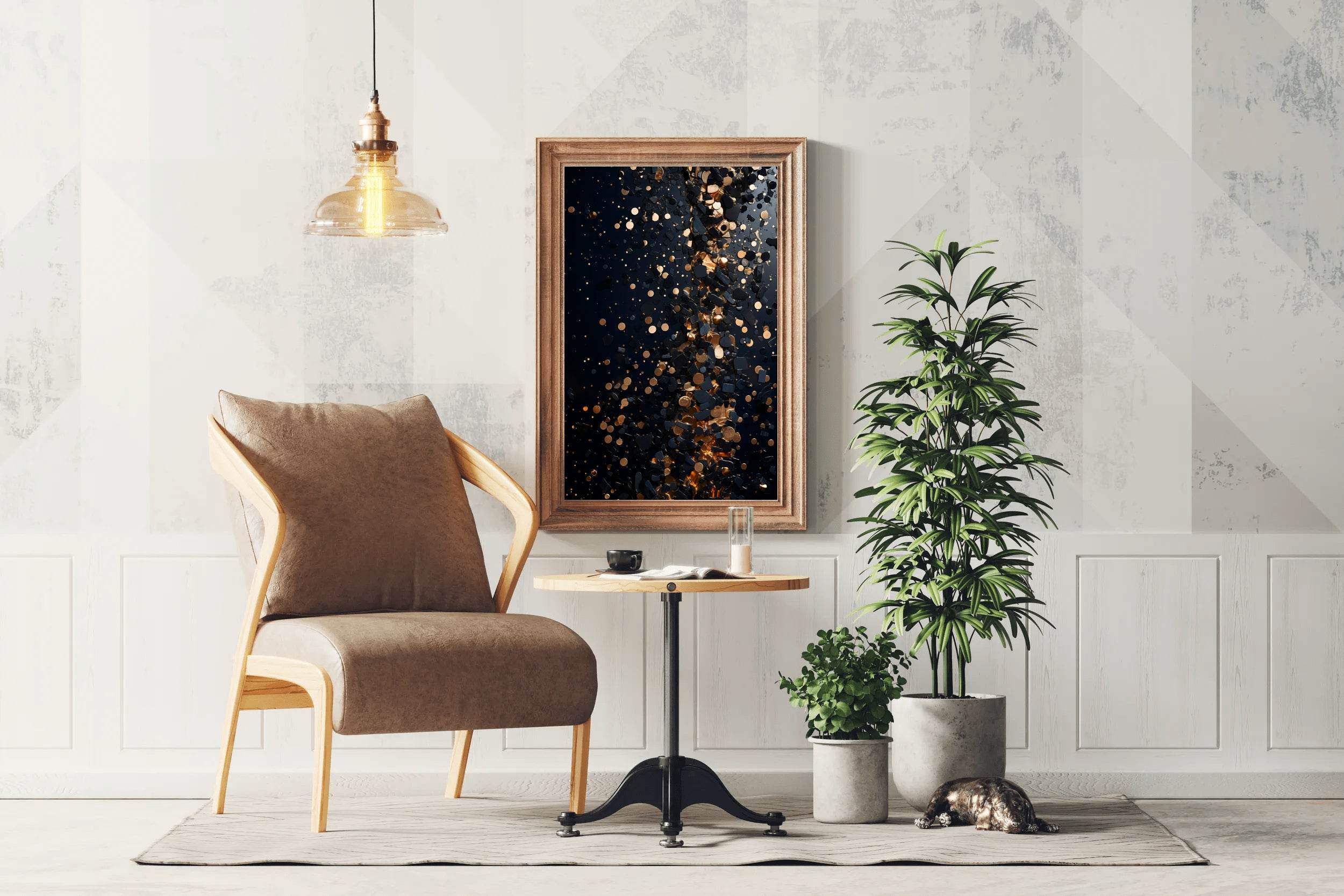 Closeup of goldpainted black surface - beink online art store