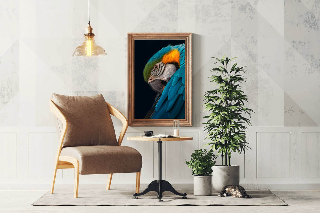 Closeup of Macaw Bird Wall Art - beink online art store