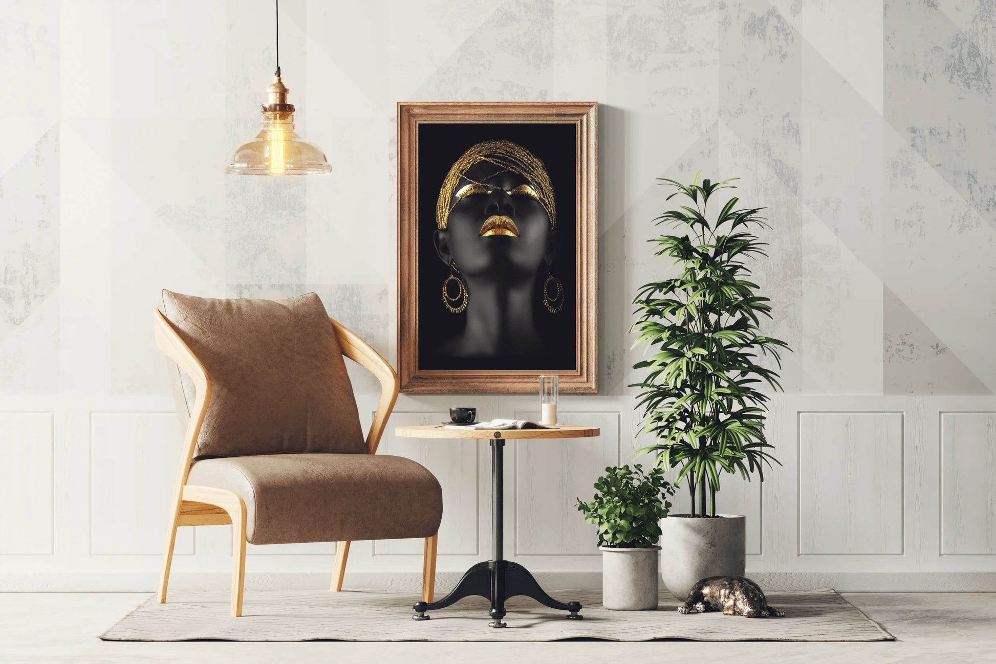Black Queen With Golden Makeup Wall Art - beink online art store