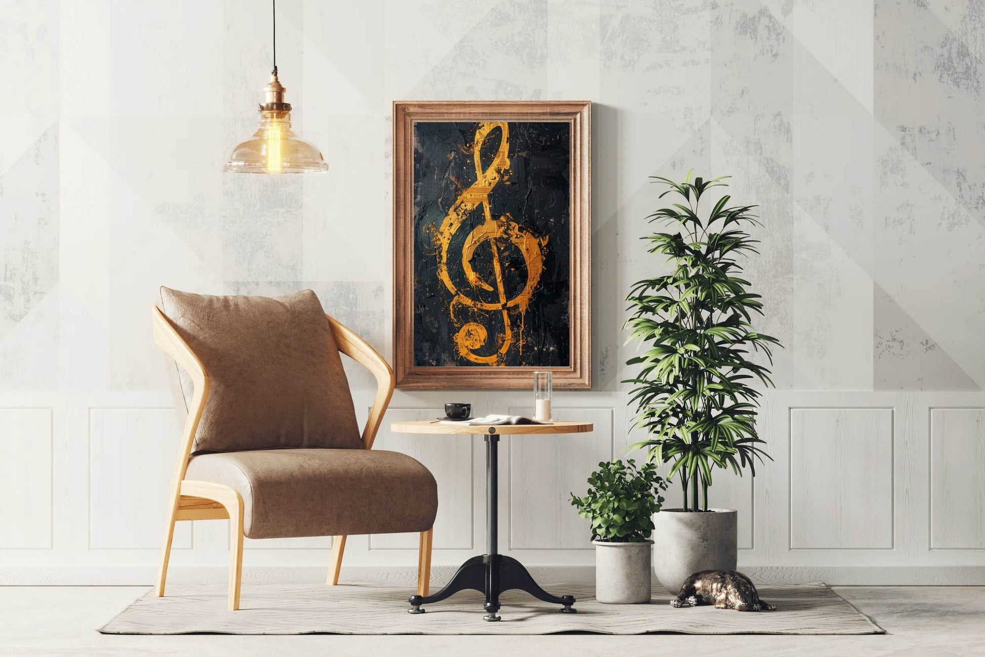 Yellow Musical Notes Wall Art - beink online art store