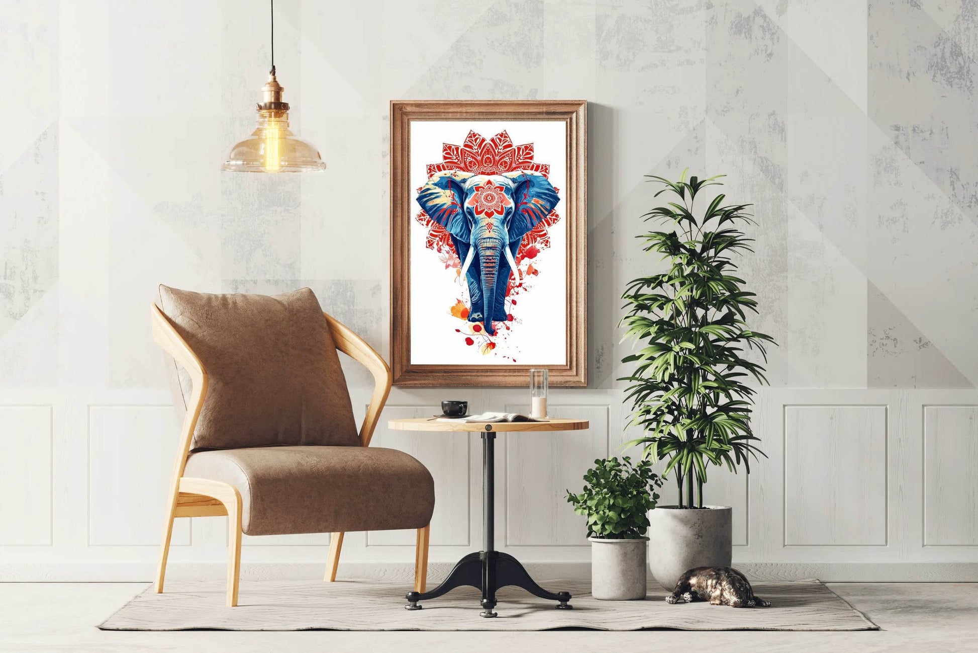 Red Mandala Elephant Print Painting - beink online art store