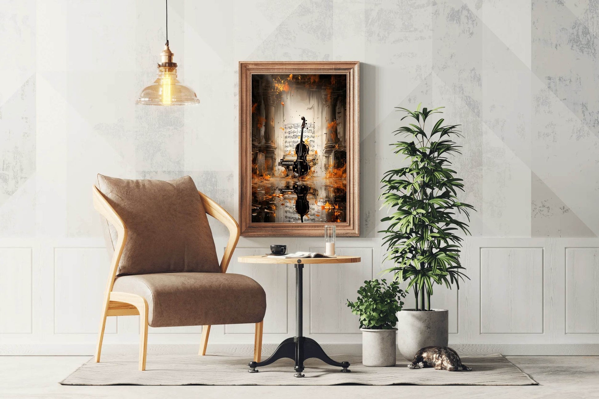 Violin With Musical Notes Wall Art - beink online art store