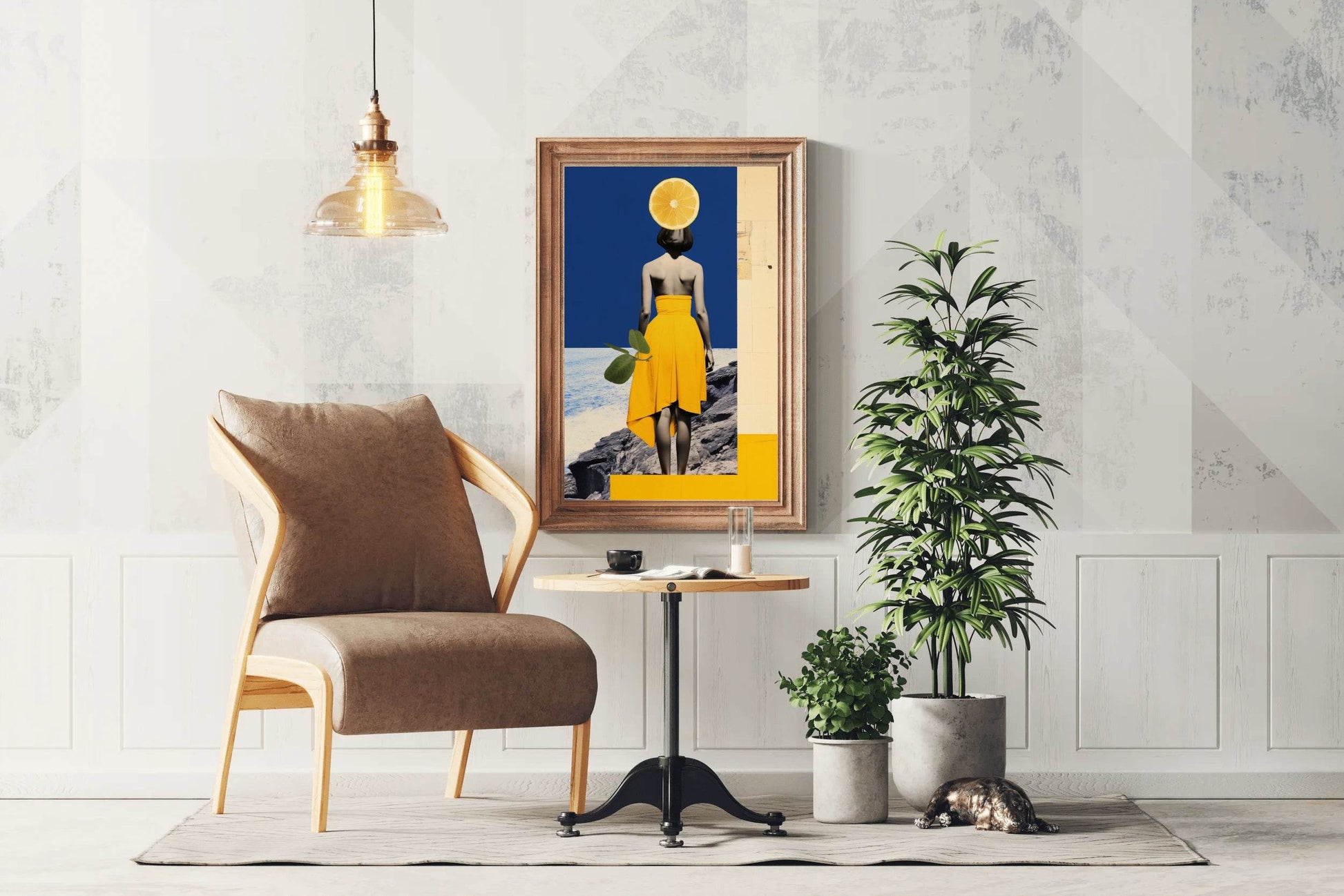 Girl Standing On a Rock Near Sea Abstract Wall Art - beink online art store