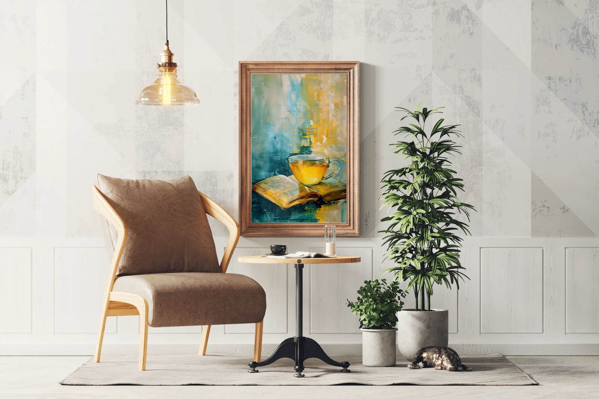 Painting A Cup Of Tea On A Book Wall Art - beink online art store