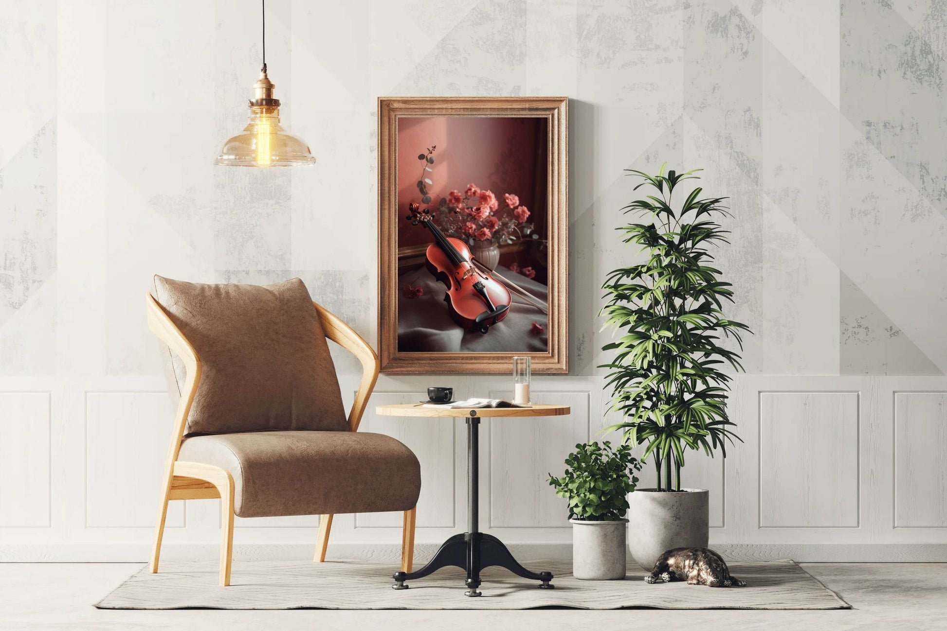 Stock Wooden Violin Next To The Vase Wall Art - beink online art store