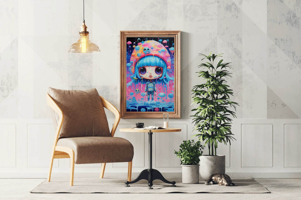 Fantasy Girl With Blue Hair Wall Art - beink online art store