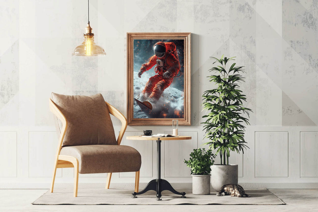 astronaut in an orange space suit Wall Art - beink online art store