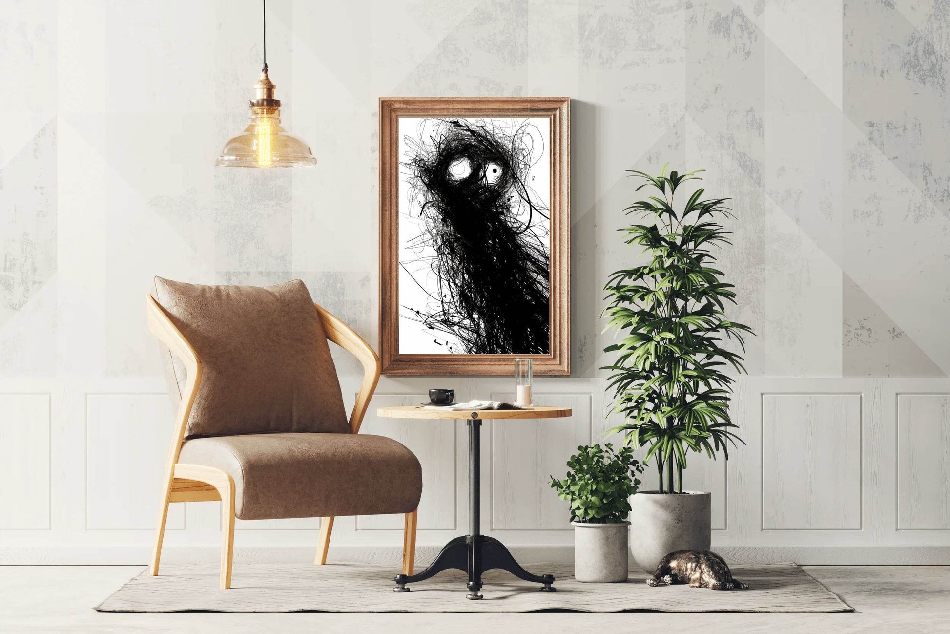 Tangled Nightmare- Black Sketch Shape Wall Art - beink online art store